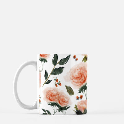 Blush Bold Roses Watercolor Mug