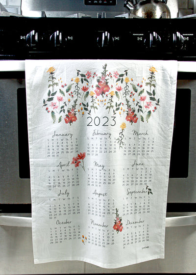 2023 Floral Calendar Tea Towel