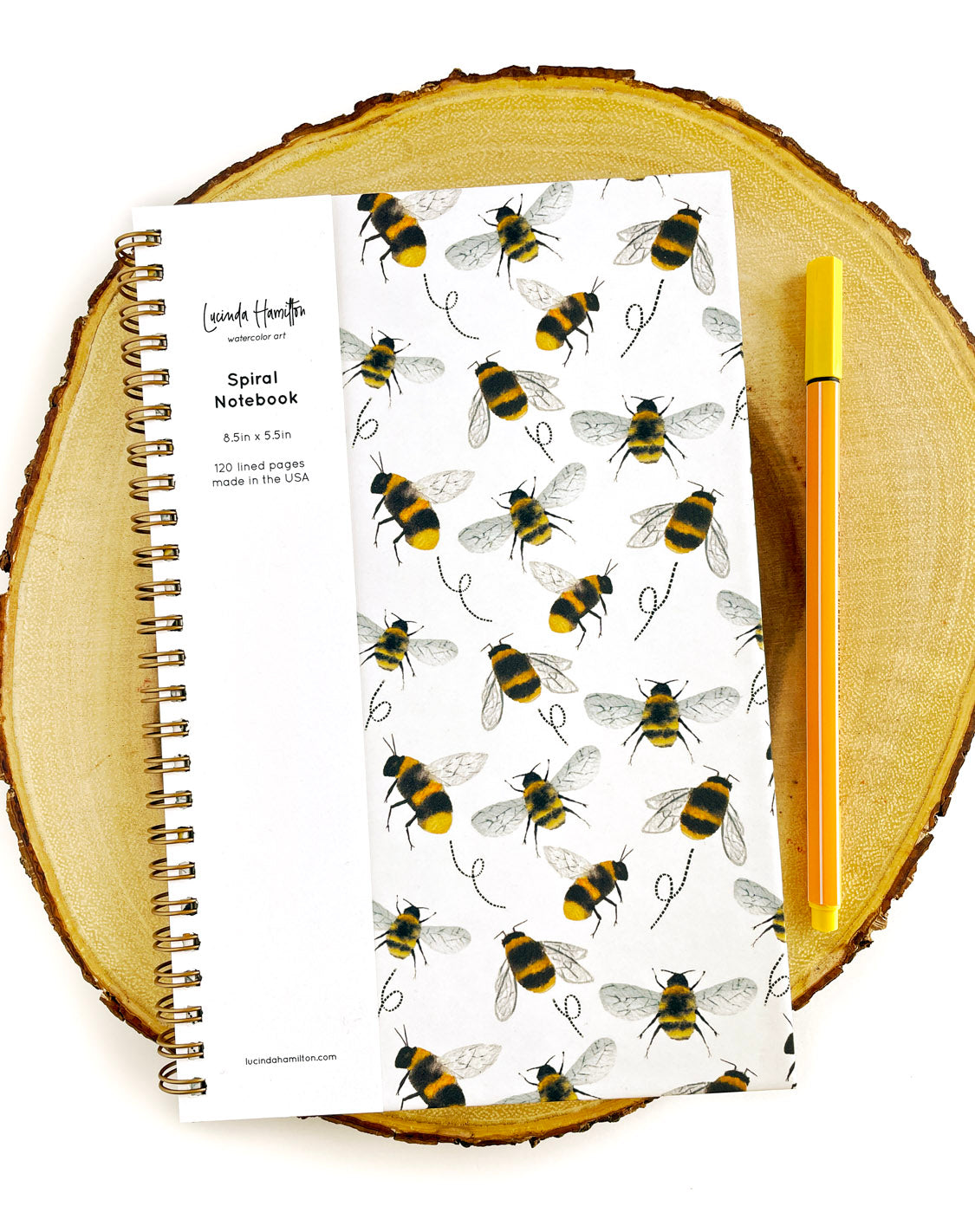 Bumble Bee Buzz Hard Cover Spiral Notebook