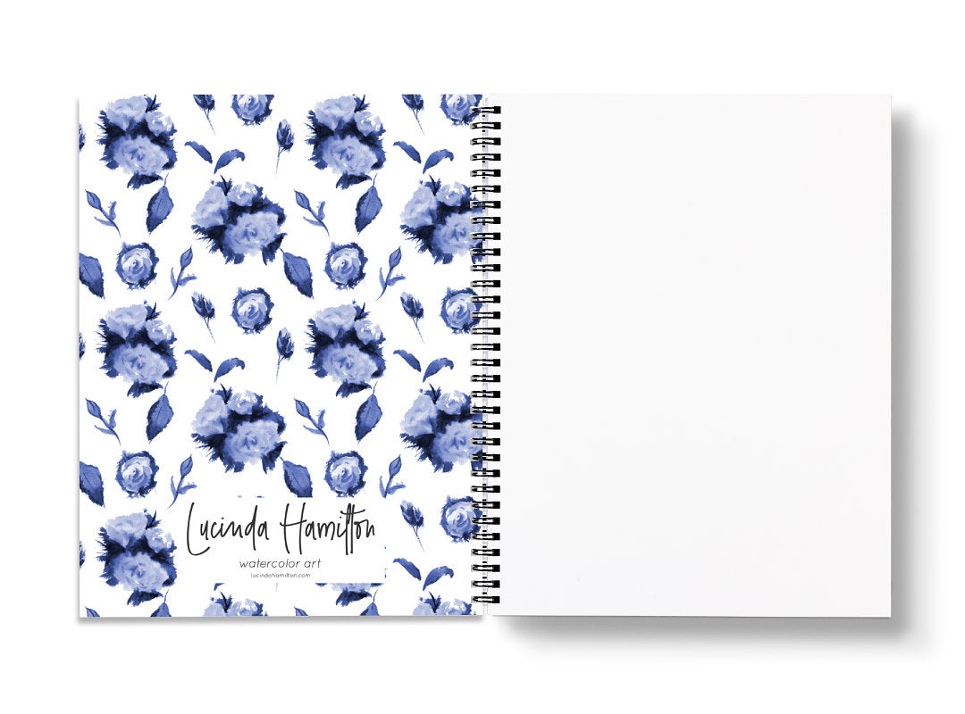 Navy Roses Everywhere Spiral Lined Notebook