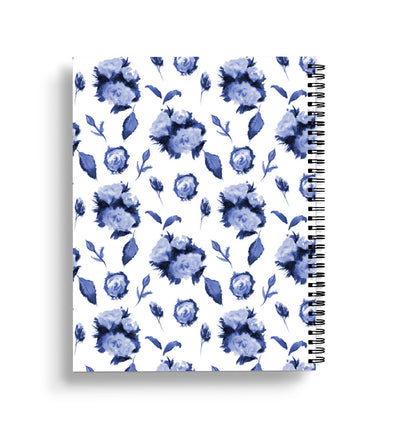 Navy Roses Everywhere Spiral Lined Notebook