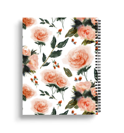 Blush Bold Roses Spiral Lined Notebook