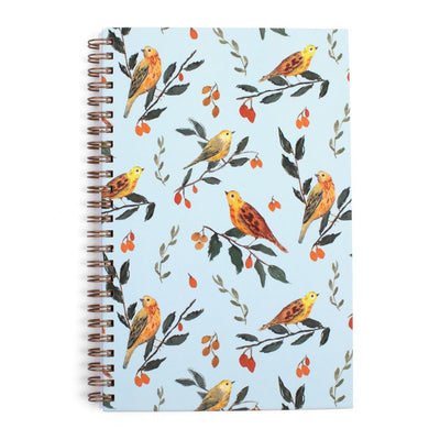 Birds and Berries Hard Cover Spiral Notebook