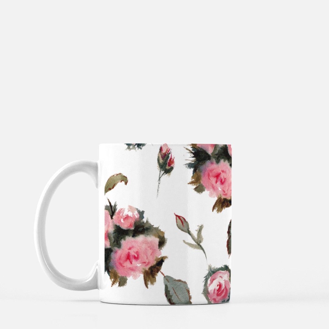 Pink Roses Everywhere Watercolor Mug