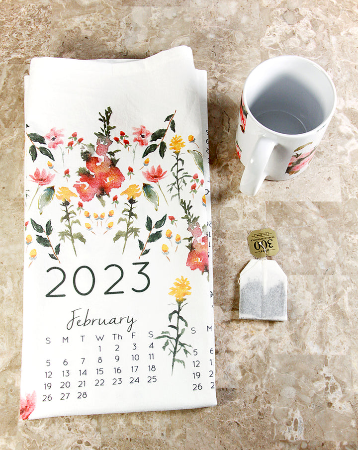 2023 Floral Calendar Tea Towel