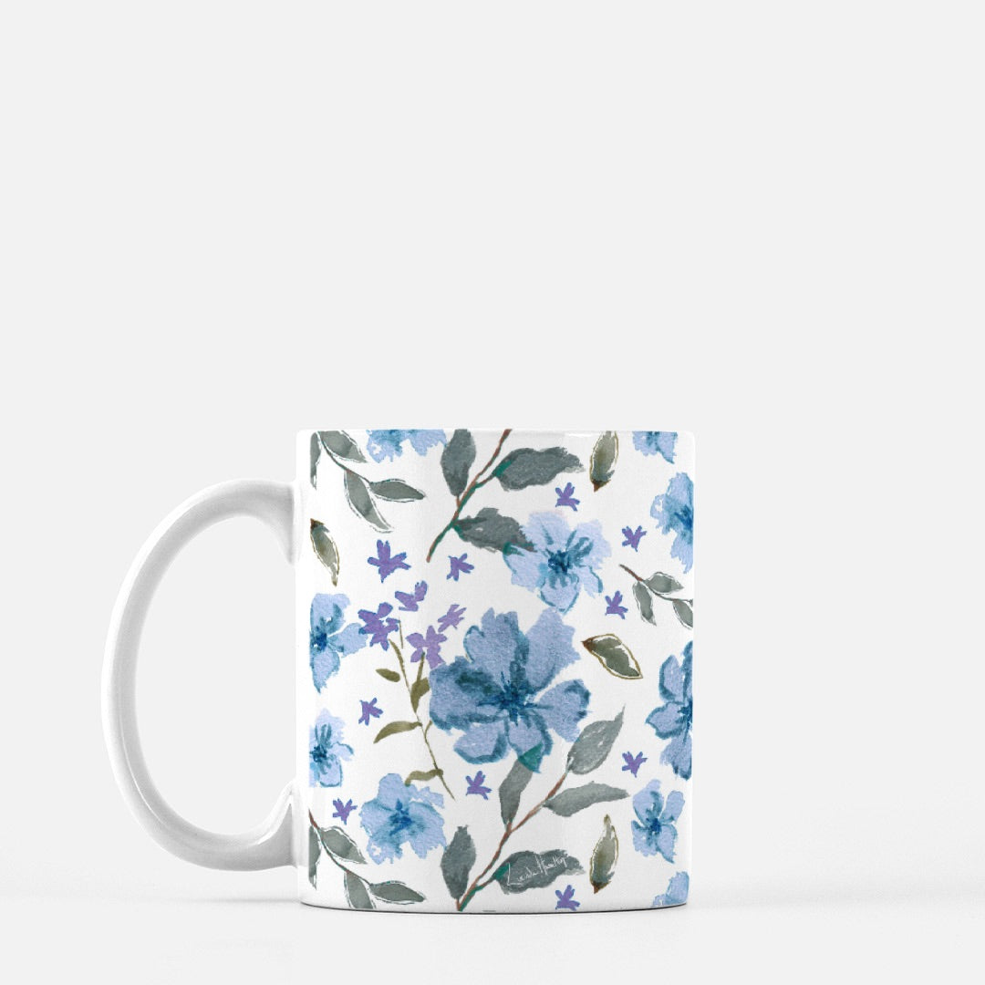 Blue Sweet Violets Watercolor Mug