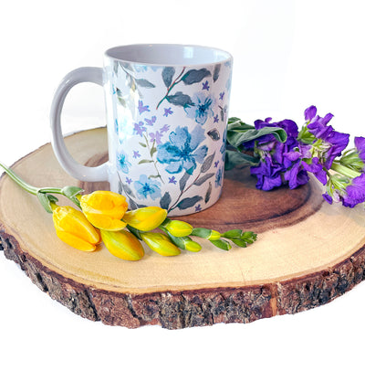 Blue Sweet Violets Watercolor Mug