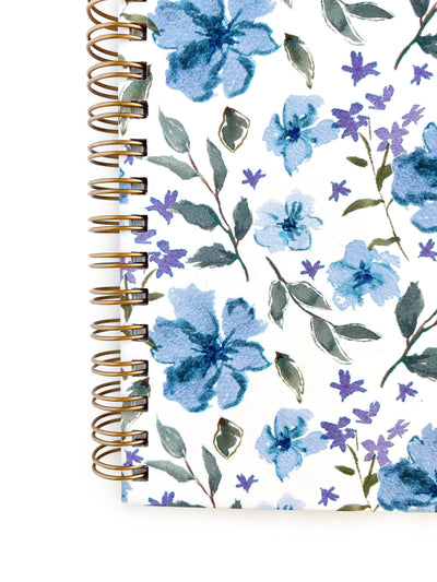 Blue Sweet Violets Hard Cover Spiral Notebook
