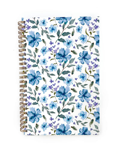Blue Sweet Violets Hard Cover Spiral Notebook