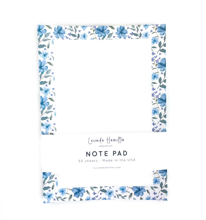 Blue Sweet Violets Watercolor Notepad