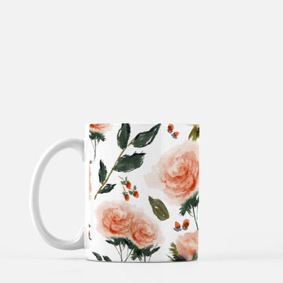 Blush Bold Roses Watercolor Mug