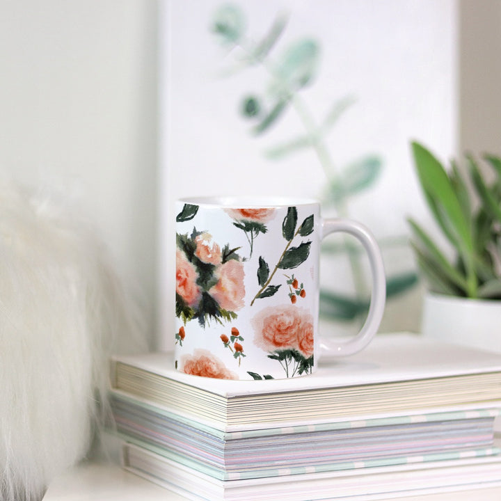 Blush Bold Roses Watercolor Mug