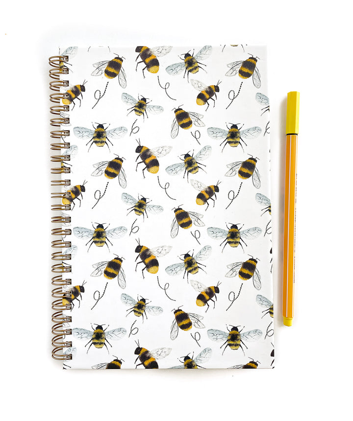 Bumble Bee Buzz Hard Cover Spiral Notebook