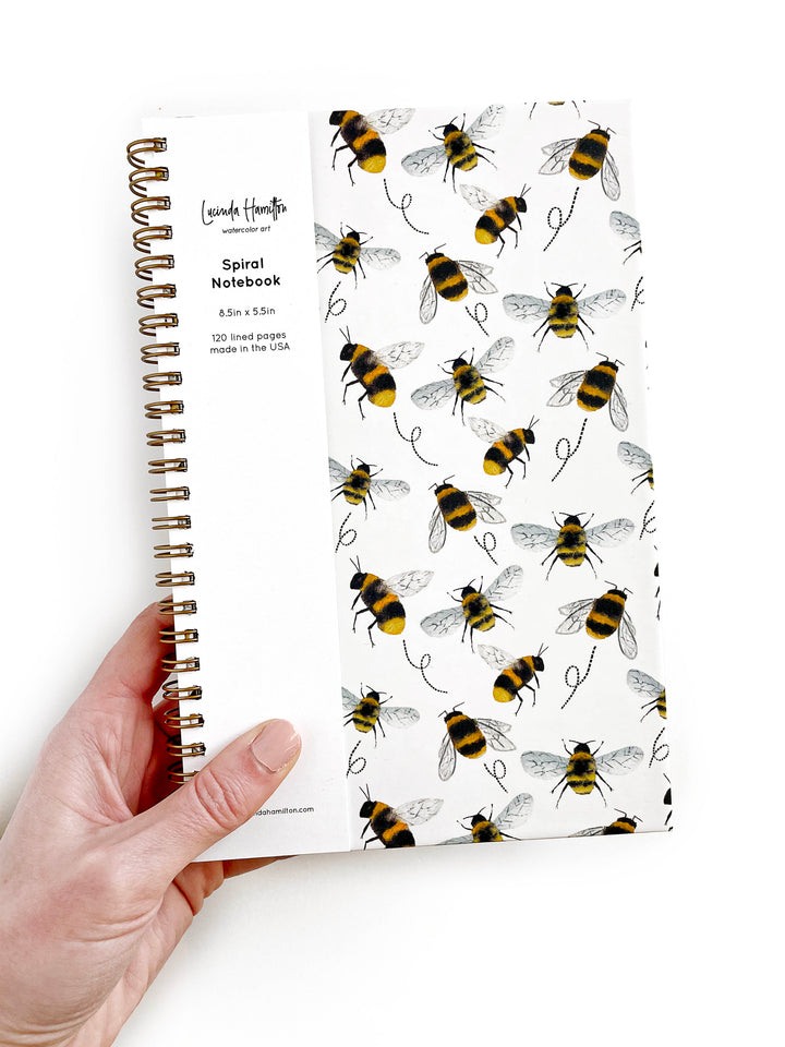 Bumble Bee Buzz Hard Cover Spiral Notebook