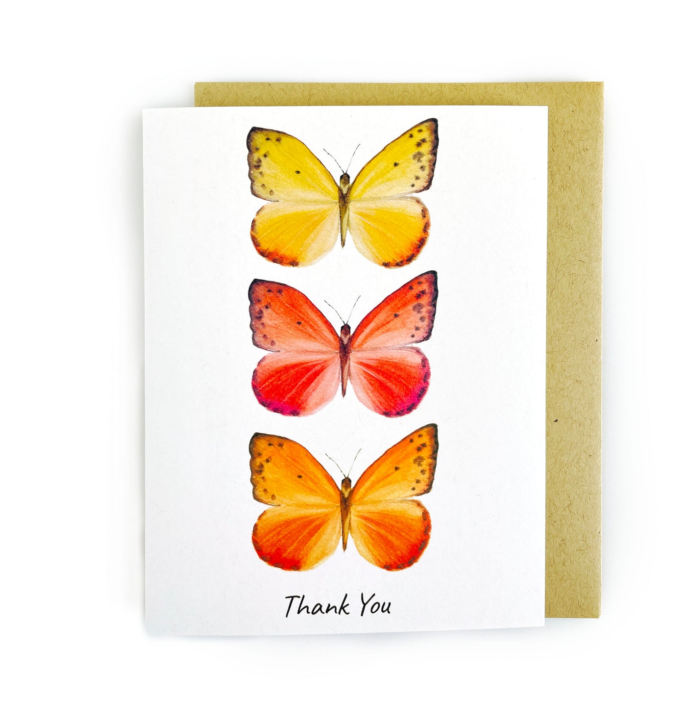 Watercolor Butterflies Thank You Card