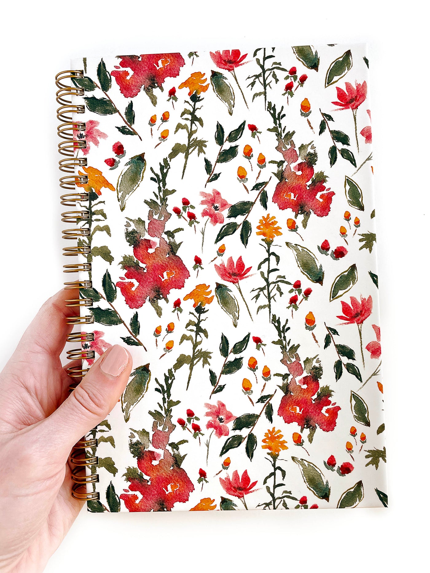 Hollyhocks and Snapdragons Hard Cover Spiral Notebook