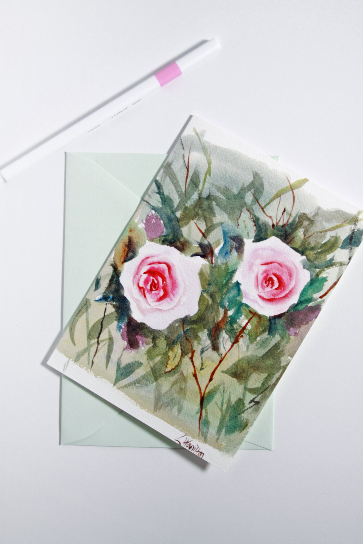 Perfect Pair Watercolor Roses Card