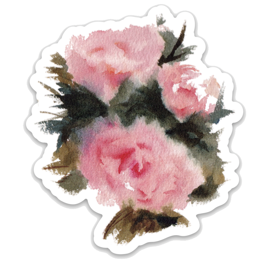Pink Roses Watercolor Sticker