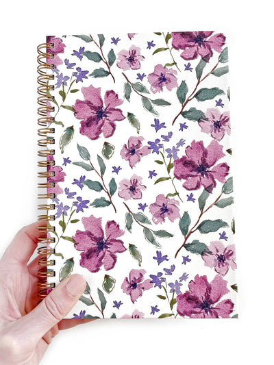 Purple Sweet Violets Hard Cover Spiral Notebook