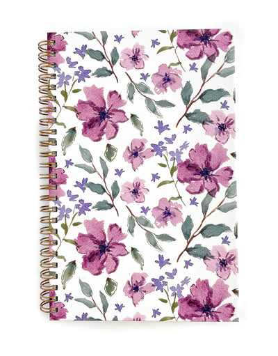 Purple Sweet Violets Hard Cover Spiral Notebook