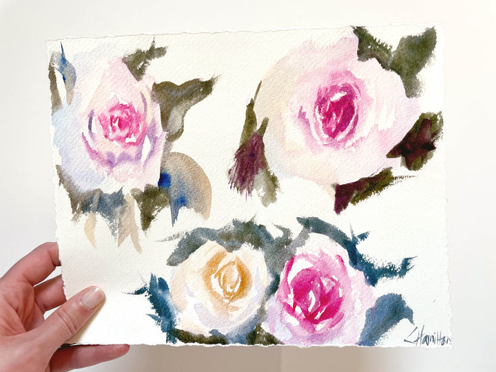 Rose Study Watercolor Art Print