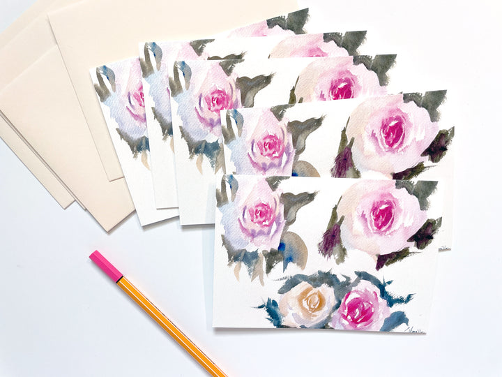 Set of 5 Rose Study Cards