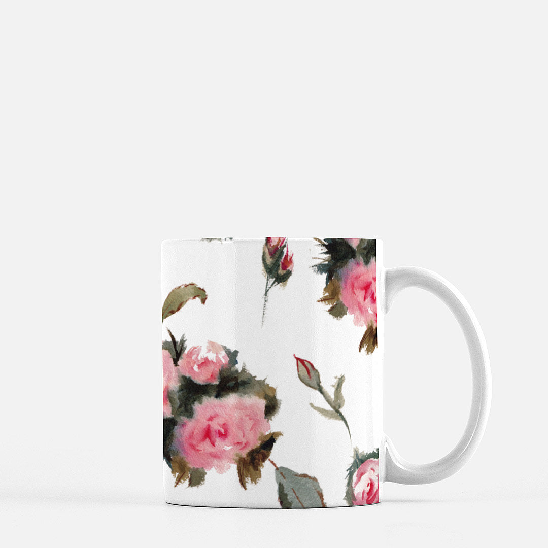 Pink Roses Everywhere Watercolor Mug