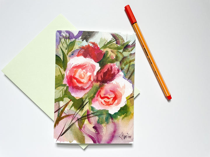 Soul Mates Watercolor Flowers Card