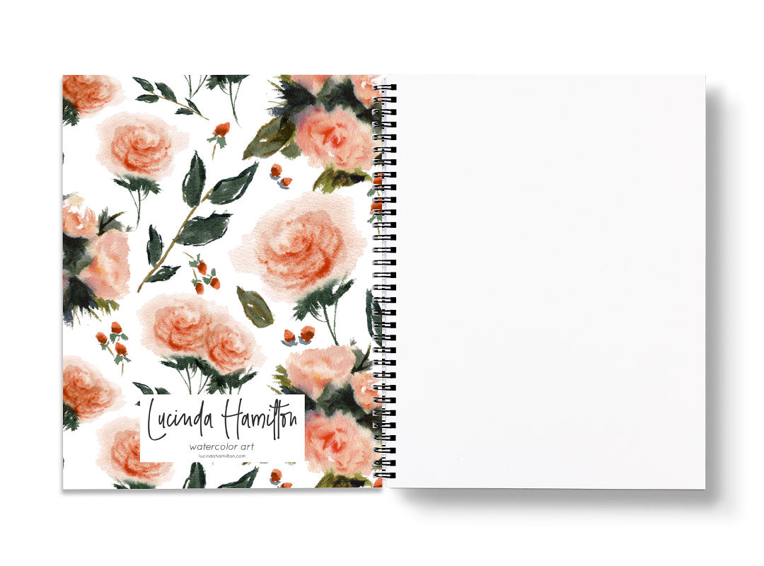 Blush Bold Roses Spiral Lined Notebook