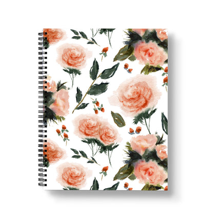 Blush Bold Roses Spiral Lined Notebook